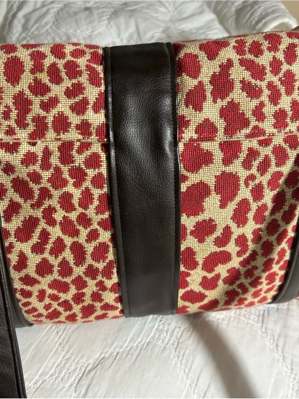 RARE VINTAGE ✨ B's Purses Leopard Travel Bag Multi Pocket Overnight Tote